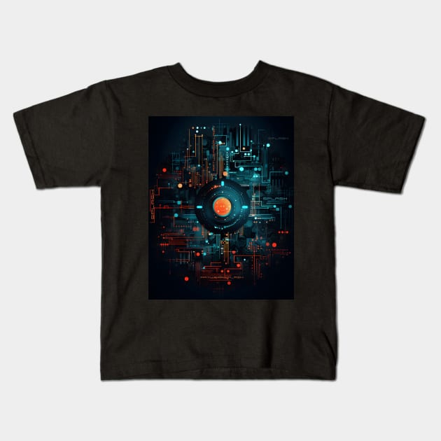 Streatwear cyber techno pattern Kids T-Shirt by ArtWearSplash